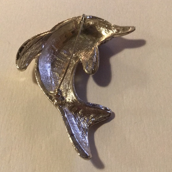 Dolphin Brooch Silver and Gold Tone - costume Jewelry - Picture 6 of 6